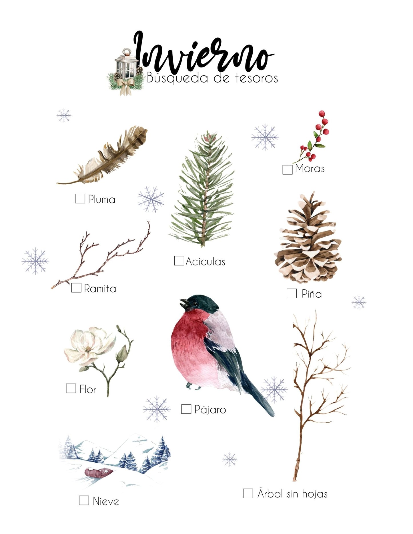 Spanish Winter Scavenger Hunt - Charlotte Mason Simple Spanish