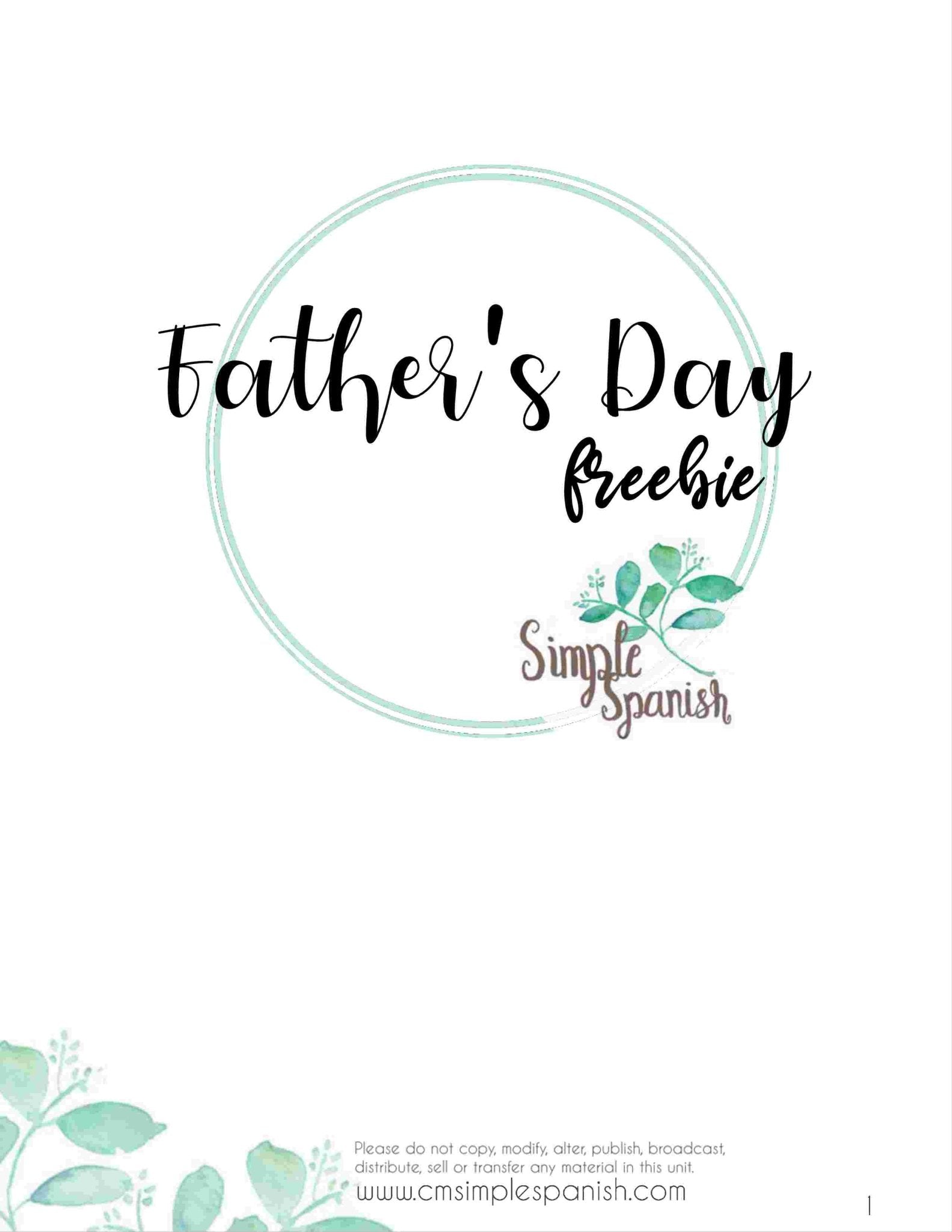 Father's Day Freebie - Charlotte Mason Simple Spanish